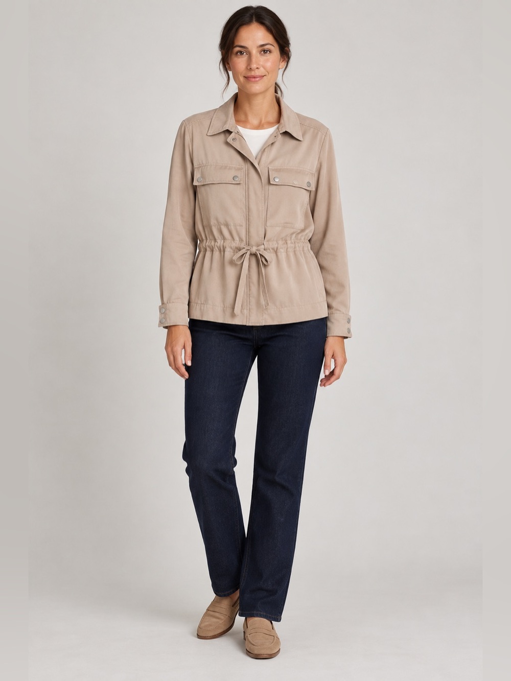 InWear QuiIW Beige Drawstring Utility Jacket – US 12 / EU 40